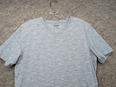 Express T Shirt Mens Medium Blue Flex Stretch V Neck Short Sleeve Comfort Preppy