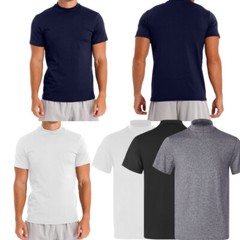 Freebily US Men Mock Neck T-shirt Short Sleeve Undershirt Casual Solid Color Top