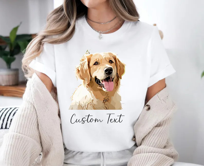 Custom Pet Photo Comfort Tee Personalized Dog Cat Picture Portrait T-