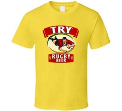 Try Rugby Beer Football Sports Drink Famous Sports Retro Style T Shirt