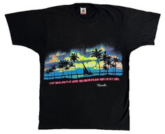 Vtg Fruit of the Loom Florida Neon On Black TShirt Adult Large Single Stitch 90s