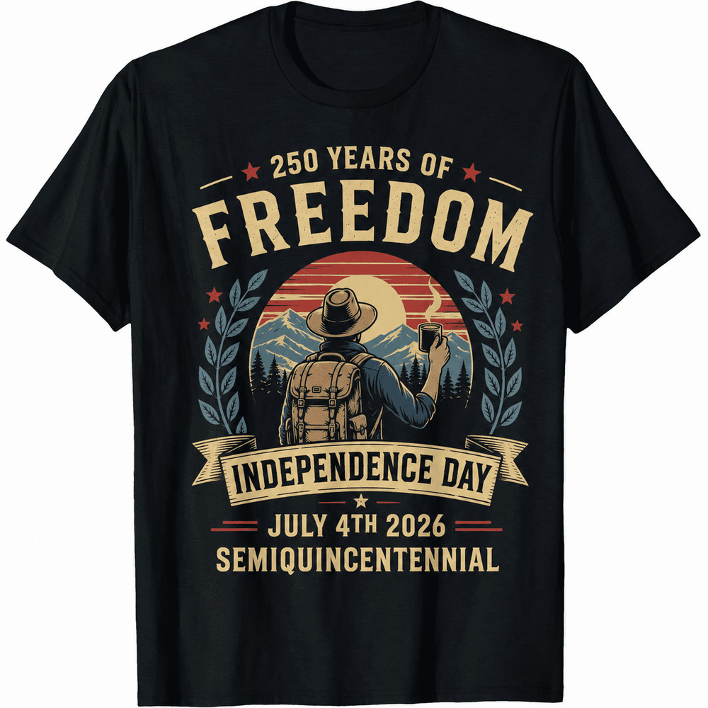 250 Years Freedom Independence Day 2026 USA 4th July Semiquincentennial Tee