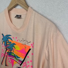 KEY WEST Shirt Adult L Florida Beach 80s Single Stitch Cotton Blend Pink USA VTG
