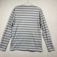Patagonia Henley Shirt Mens Medium Grey Striped Organic Cotton Long Sleeve
