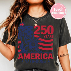 USA 250 Years T-Shirt America 1776 Patriotic Vintage Flag Independence Day Tee