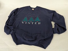 Navy XL(46) sweat shirt with Winter scene on chest 50/50 cotton poly