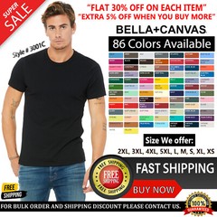 Bella + Canvas Unisex T Shirt Short-Sleeve 100% Cotton Jersey Tee 3001C T-Shirt