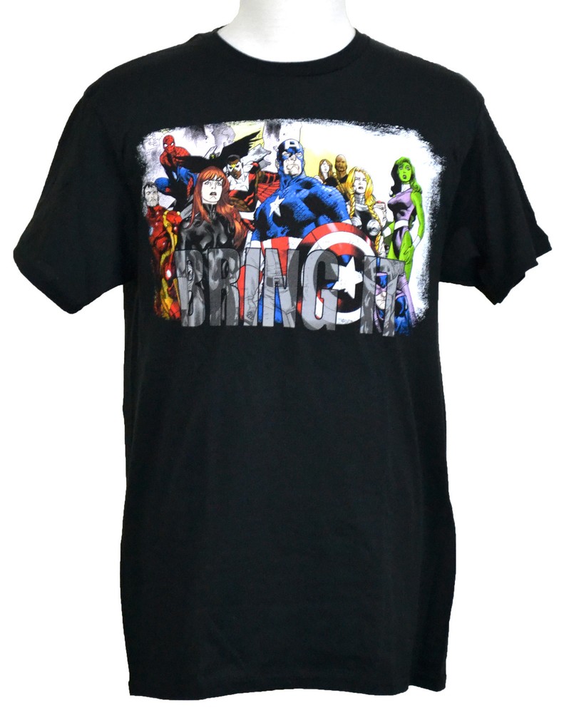 Avengers Bring It T-shirt Marvel Comics Superhero Graphic Tee Black Cotton NWT
