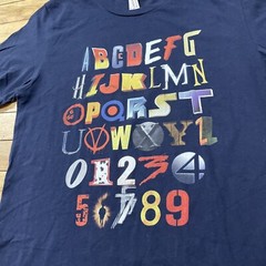 Bella Canvas ABC 123 Graphic T Shirt Men M Blue Alphabet Numeral Learning Print
