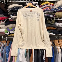 Scotch & Soda Shirt Mens 40 Cream Union Suit Graphic Long Sleeve V-Neck Cotton