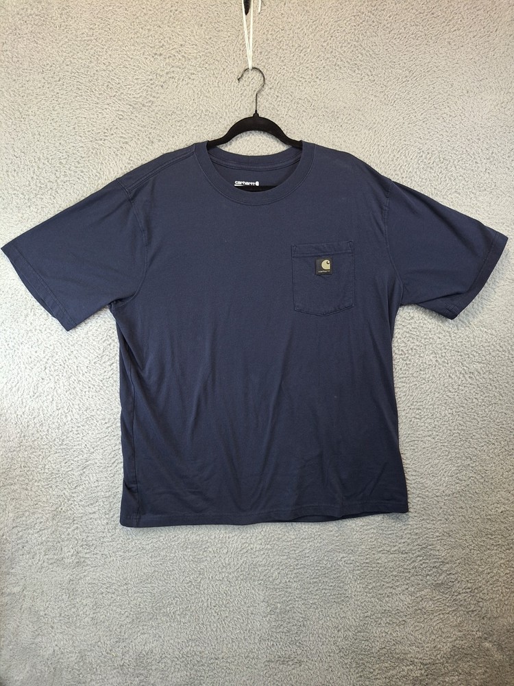 Carhartt Pocket T Shirt Mens XL Navy Camo Graphic Back Relaxed Fit Lightweight