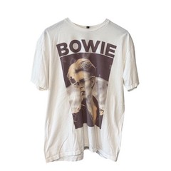 David Bowie Graphic T-Shirt Mens Large White Short Sleeve Rock Band Tee Portrait