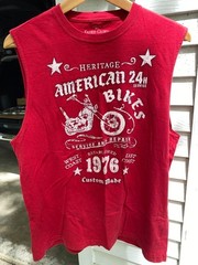 Faded Glory American Bikes Sleeveless T Shirt Men M 38-40 Red Motorcycle Graphic