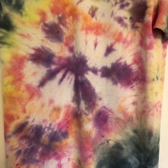 Vintage Hand tie-Dyed T-Shirt Adult Sz S Hanes 100% Cotton multicolor hippie