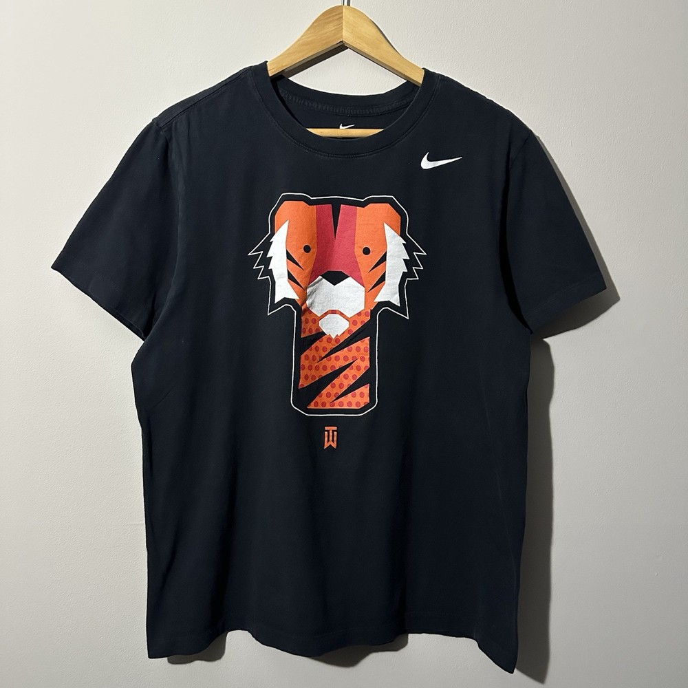 Nike Tiger Woods Tiger Logo Golf T Shirt Mens Size Large Black