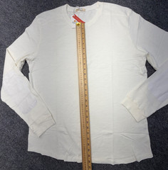 Marine Layer Long Sleeve Henley Shirt Ivory 100% Cotton Custom Dye Mens L NEW
