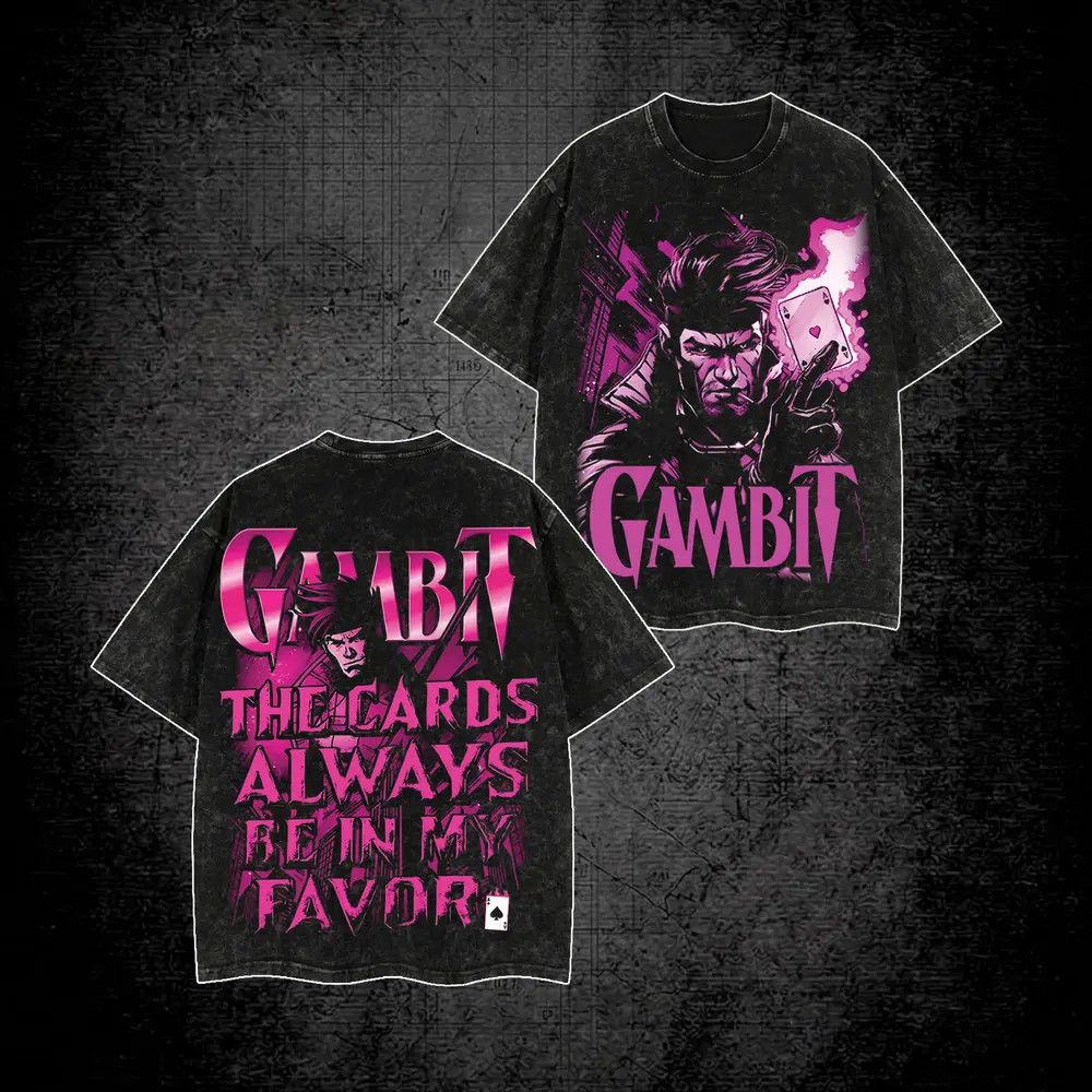 Gambit Premium Acid Washed T-Shirt, Remy LeBeau Shirt, Mutant Card Master Shirt