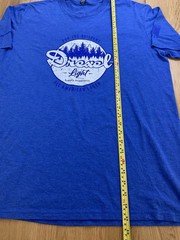 Dri Duck Drexel Light Graphic T Shirt Mens XL Blue Builders Beer Logo USA Flag