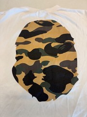 A Bathing Ape BAPE ABC White Camo Baby Milo Head T-shirt Green / Size L