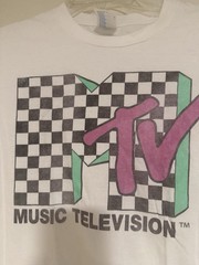 MTV checkered T Shirt Small Vintage White