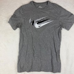 Nike Mens Graphic T-Shirt Gray Triple Swoosh Polka Dot Logo Tee Small AR5006-063