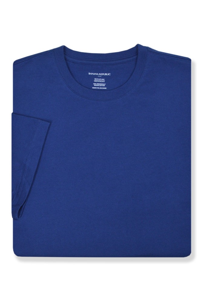Banana Republic F Mens Blue Midweight Cotton Crewneck Tee Shirt Medium M BR-005