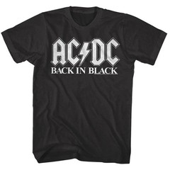 ACDC Back in Black Album Cover Men’s T Shirt Rock Band Vintage Tour Music Merch