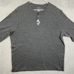 NEW APT.9 Premier Flex Mens 2XL T-Shirt Henley Gray Knit Long Sleeve Lightweight