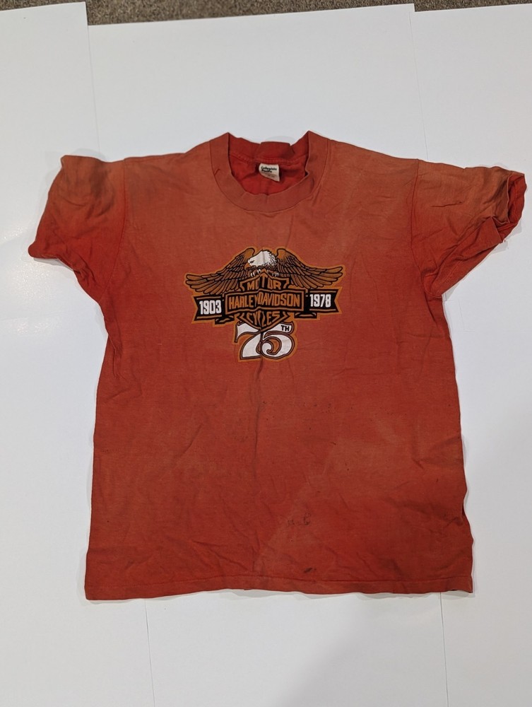 Rare 1978 Harley Davidson T Shirt 75th Anniversary Collegiate Pacific Eagle USA