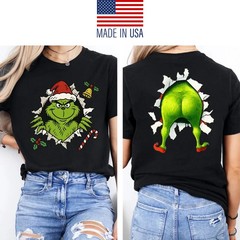 Funny Grinch Christmas Front-Back Shirt, Santa Grinch TShirt – Multicolor S-5XL