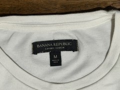 Banana Republic Luxury Touch White Cotton Knit Logo Crewneck Men’s T-Shirt M
