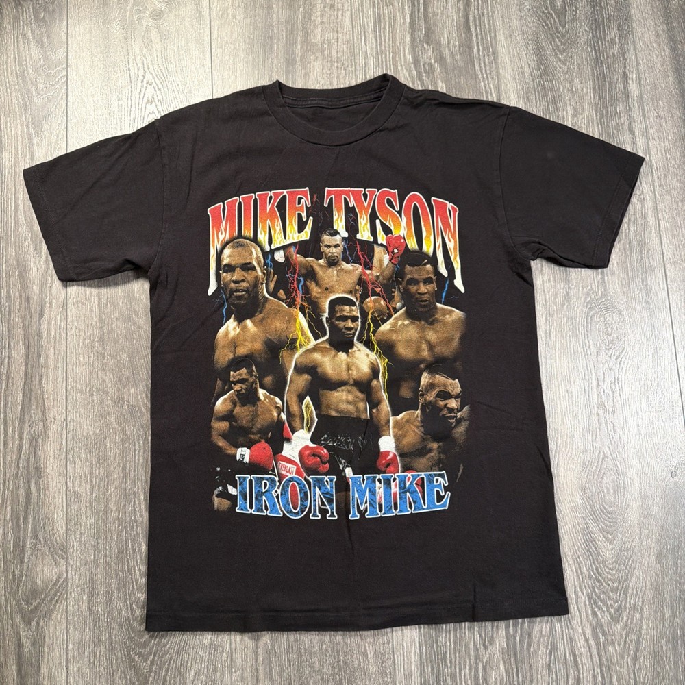 Mike Tyson Iron Mike Boxing Graphic T-Shirt Size LARGE Black Rap Tee