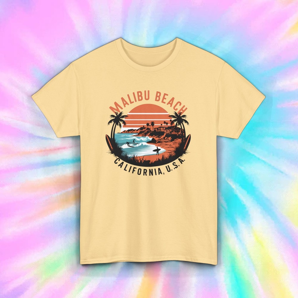 Malibu Beach California T-Shirt | Surfer Sunset Graphic Tee | Coastal Style