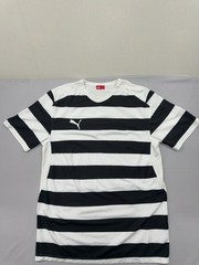 Puma Men’s M Black White Striped Soccer Jersey Short Sleeve