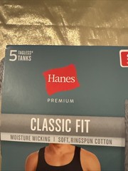 NEW Hanes Premium 5 Pack Tanks Classic Fit Black Gray Men’s Size Small 34-36″