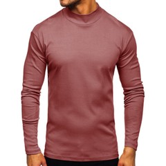 Zonbailon men’s t-shirt middle collar solid color bottomed t-shirt long sleeve