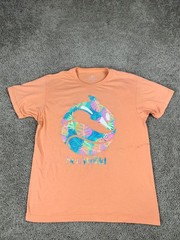 Sea World Shirt Mens Large Orange Blue Floral Monstera Print Short Sleeve Casual