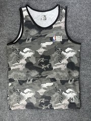 NBA Basketball Tank Top Mens M Gray Camo Sleeveless Jersey Athletic Mesh Logo