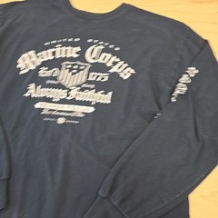 Marine Corps Long Sleeve Shirt Semper Fidelis Military Always Faithful (HOLE)