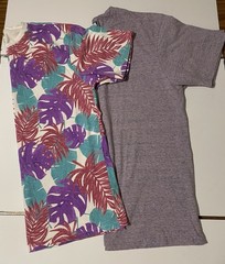 Lot 2 CSG men’s T Shirts heathered Purple & Floral Leaf Print summer Size XL