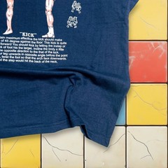 VTG Muay Thai Y2K Kick Boxing Shirt Men S Navy MMA Thailand Tee Kick Leeson