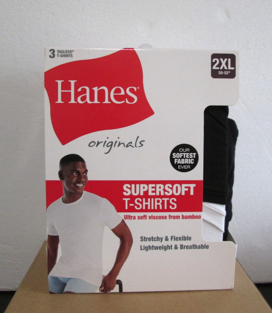 New Men’s Hanes Originals 3 Pack Tagless SuperSoft Modern Crewneck T-Shirts 2XL