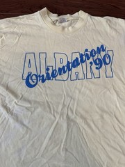 Vintage 1990 SUNY University At Albany NY Orientation Yellow T-Shirt XL USA Made