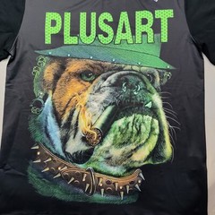PLUSART Cigar Smoking Gangster Bulldog Men Large Black Double-Sided T-Shirt NEW