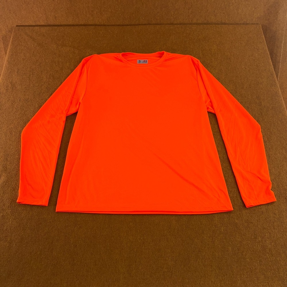 A4 Adult Size XL Bright Orange Long Sleeve Crew Neck Performance Tee New