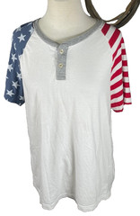 Arizona Jean Mens Shirt Extra Large Henley Two Button Cotton Stretch Multi 4th
