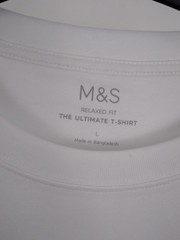 M&S Men’s 3Pcs Relaxed Fit Cotton T-shirts Size L Navy White Blue NEW