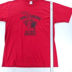 Vintage 1996 World Bohemian Euchre Tourney T-Shirt Red Jerzees USA Mens XL