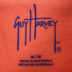 Guy Harvey Men’s Short Sleeve Pocket Tee Bright Orange Fishing Shirt Size M