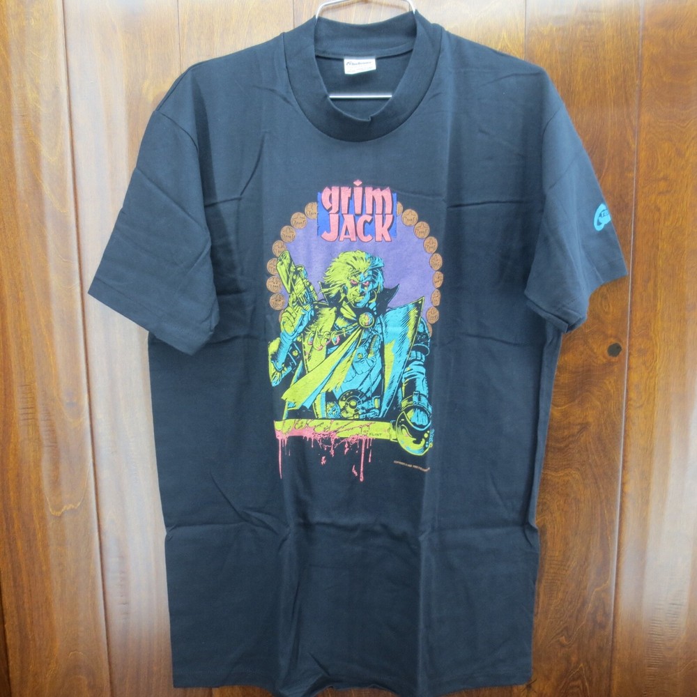 Vintage Grim Jack 1989 Graphitti Comics Comic Book Image L Single Stitch Black T
